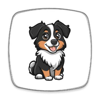 Australian Shepherd Dog Comic Cute - Square fridge magnet - white - Front
