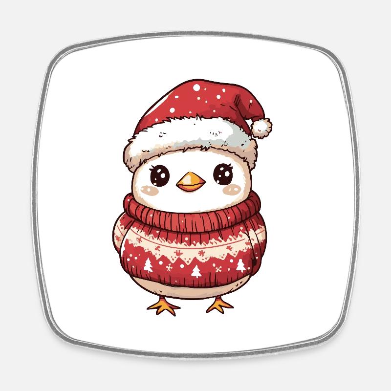 Huhn Weihnachten Comic - Viereckiger Kühlschrankmagnet - Weiß