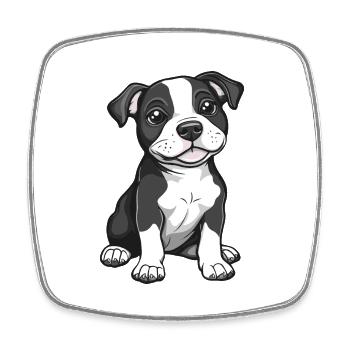Pitbul Terrier Dog Comic Cute Pit - Square fridge magnet - white - Front