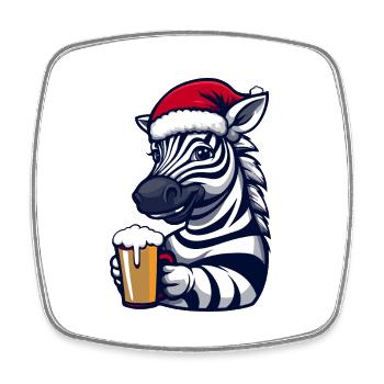 Bière de Noël Zebra - Magnet carré - blanc - Devant