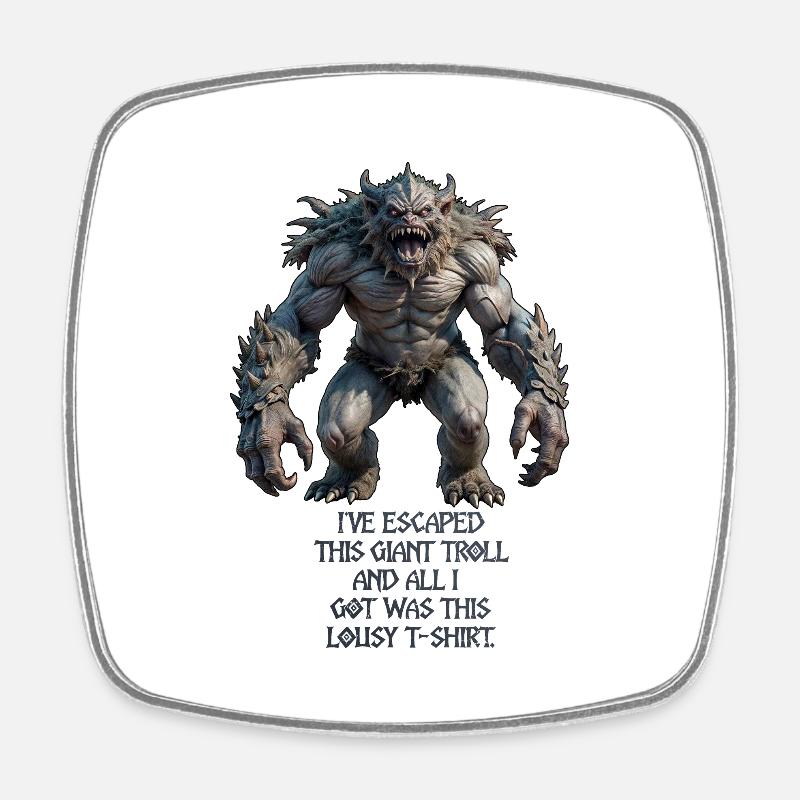 Troll Trouble - Square fridge magnet - white