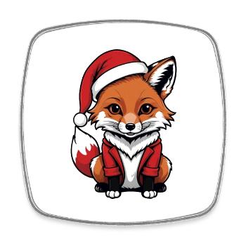 Fuchs Fox Weihnachtsmann Süß Geschenk für Frauen - Viereckiger Kühlschrankmagnet - Weiß - Vorne