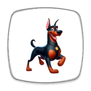 Dobermann 4 - Viereckiger Kühlschrankmagnet - Weiß - Vorne