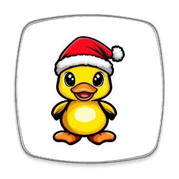 Canard Noël Mignon - Magnet carré - blanc - Devant