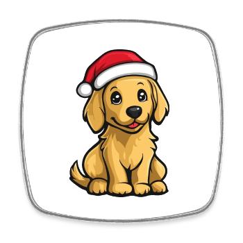 Golden Retriever Chien Noël Mignon Drôle - Magnet carré - blanc - Devant