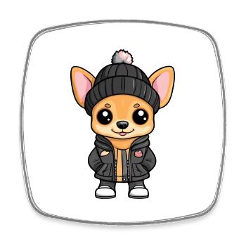 Chien Chihuahua Élégant - Magnet carré - blanc - Devant