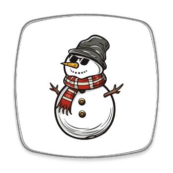 Bonhomme de neige cool - Magnet carré - blanc - Devant