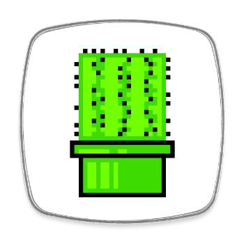 Cactus Cacti Retro Video Game Pixel Flower Pot - Square fridge magnet - white - Front