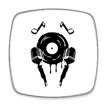mic music symbol - Viereckiger Kühlschrankmagnet - Weiß - Vorne
