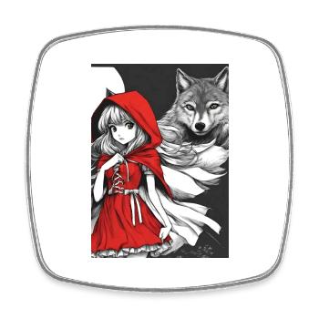 Chaperon rouge - Magnet carré - blanc - Devant