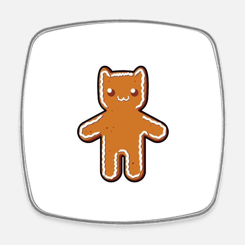 Lebkuchen-Katze - Viereckiger Kühlschrankmagnet - Weiß