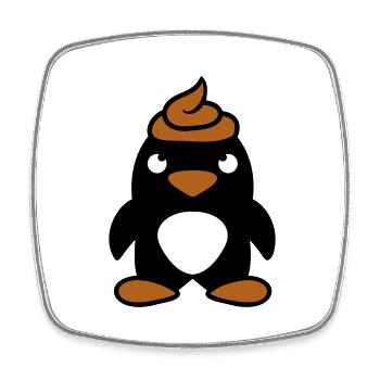 Pinguin Kacke auf Kopf gemacht Lustige Kot Scheiße - Viereckiger Kühlschrankmagnet - Weiß - Vorne