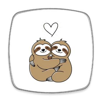 Süßes Faultier Paar Liebe Kuscheln - Viereckiger Kühlschrankmagnet - Weiß - Vorne