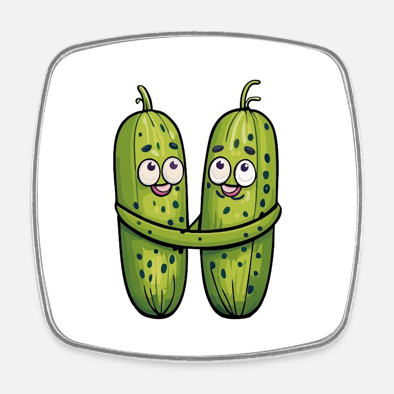 Cornichons amoureux - Magnet carré - blanc