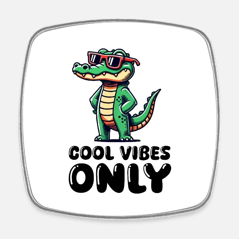 Crocodile Cool - Magnet carré - blanc