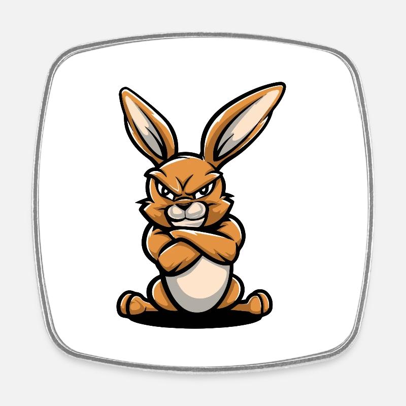 Hase Comic - Viereckiger Kühlschrankmagnet - Weiß