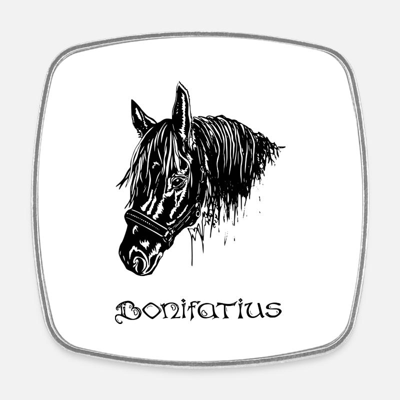 Bonifatius black - Square fridge magnet - white