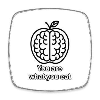 Apple Brain - You are what you eat design - Square fridge magnet - white - Front