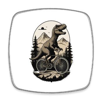 T-Rex on bike 0025614 - Viereckiger Kühlschrankmagnet - Weiß - Vorne