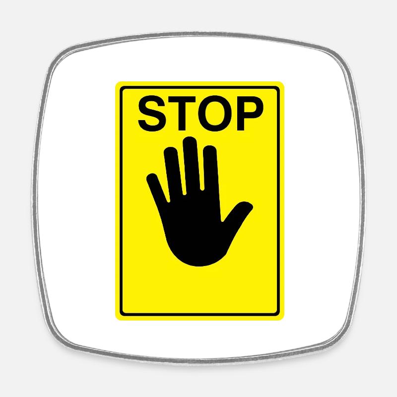 Stop Schild Logo - Viereckiger Kühlschrankmagnet - Weiß