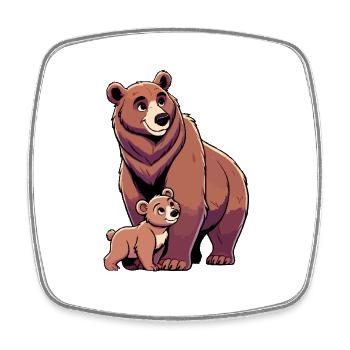 Brown bear mother and child - Square fridge magnet - white - Front