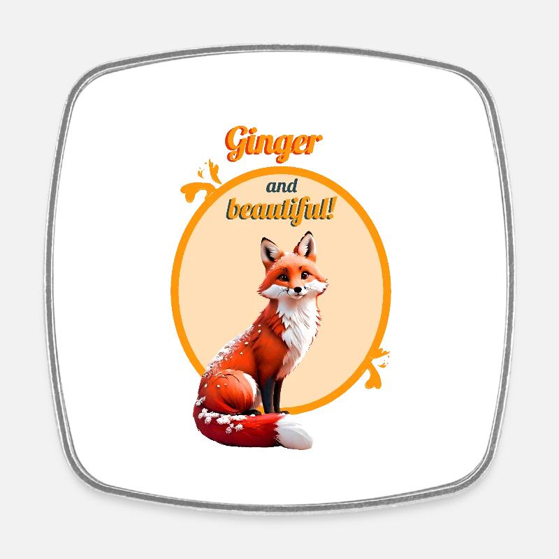 This beautiful and red fox - Square fridge magnet - white
