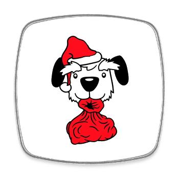 Hund Weihnachtsmann Weihnachten Geschenke Sack Hut - Viereckiger Kühlschrankmagnet - Weiß - Vorne