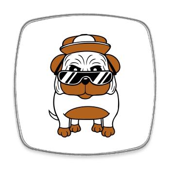 Dog Pug Cool Sunglasses Cappy Cap Teen - Square fridge magnet - white - Front