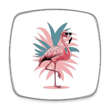 Tropicool Flamingo - Viereckiger Kühlschrankmagnet - Weiß - Vorne
