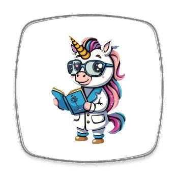 Cute Unicorn Scientist - Viereckiger Kühlschrankmagnet - Weiß - Vorne