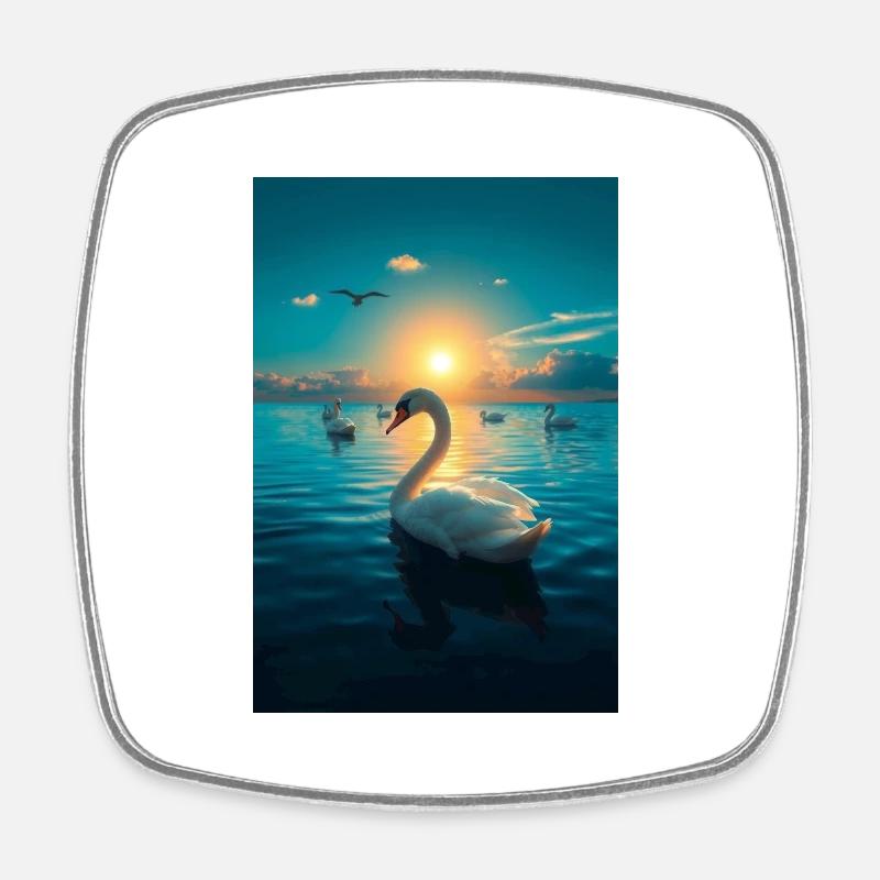 Swan Shine - Square fridge magnet - white