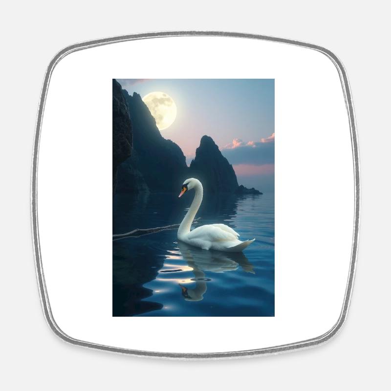 Swan style - Square fridge magnet - white
