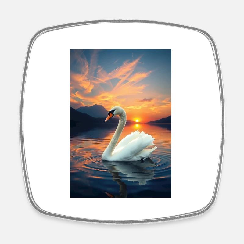 Swan Style - Square fridge magnet - white