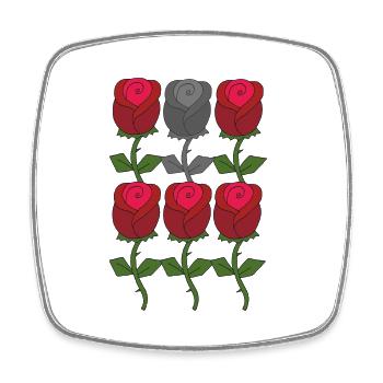 Rose Rouge Gris - Magnet carré - blanc - Devant
