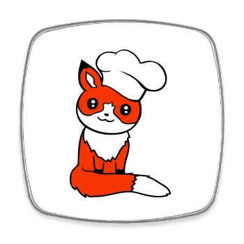 Fox Chapeau de chef Chef Cuisine Restaurant Cuisine - Magnet carré - blanc - Devant