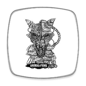 Mr. Wolf SteamPunk AnimalPunk - Viereckiger Kühlschrankmagnet - Weiß - Vorne