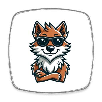 wolf sonnenbrille comic - Viereckiger Kühlschrankmagnet - Weiß - Vorne