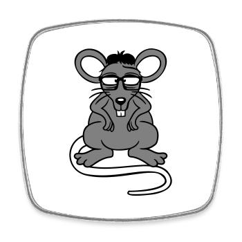 Maus Nerd Geek Hornbrille Schlau Intelligent Freak - Viereckiger Kühlschrankmagnet - Weiß - Vorne
