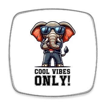 Elefant Comic cool - Viereckiger Kühlschrankmagnet - Weiß - Vorne