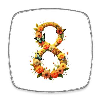 Women's Day 8 March Together for Strength & Freedom - Square fridge magnet - white - Front