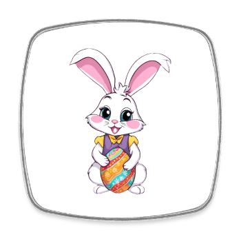 Easter bunny with Easter eggs - Square fridge magnet - white - Front