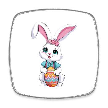 Easter bunny with Easter eggs - Square fridge magnet - white - Front