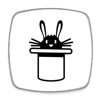 Hase Zylinder Hut Zauberer Kaninchen zaubern süß - Viereckiger Kühlschrankmagnet - Weiß - Vorne