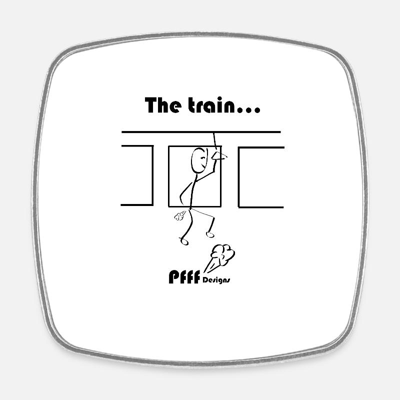 The train Pfff - Viereckiger Kühlschrankmagnet - Weiß