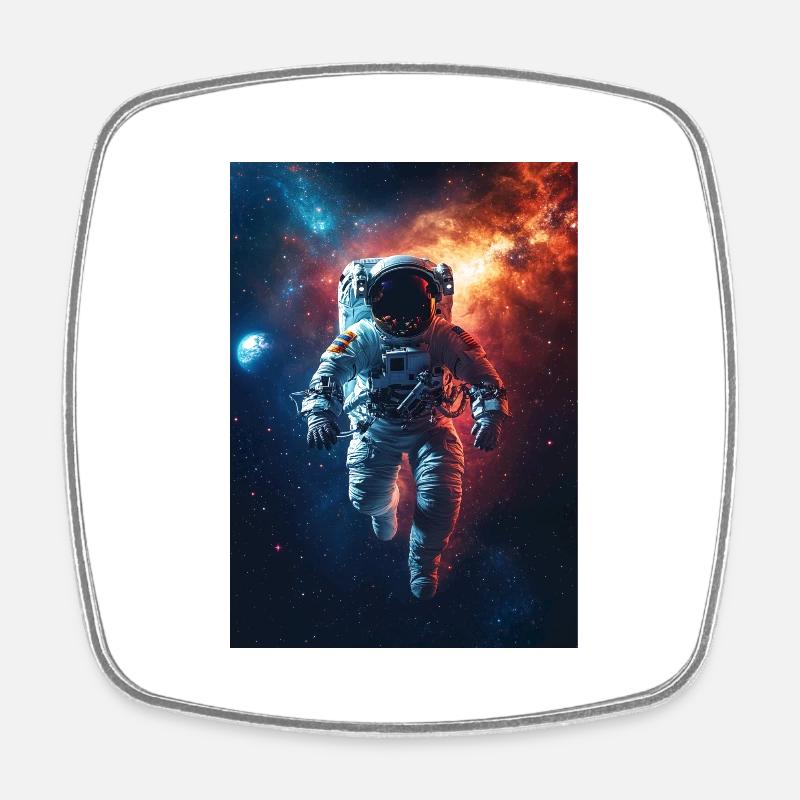 Astronaute 5 - Magnet carré - blanc