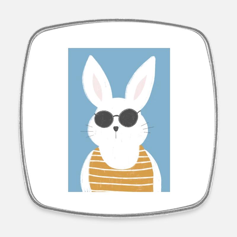 Summer bunny vintage - Square fridge magnet - white
