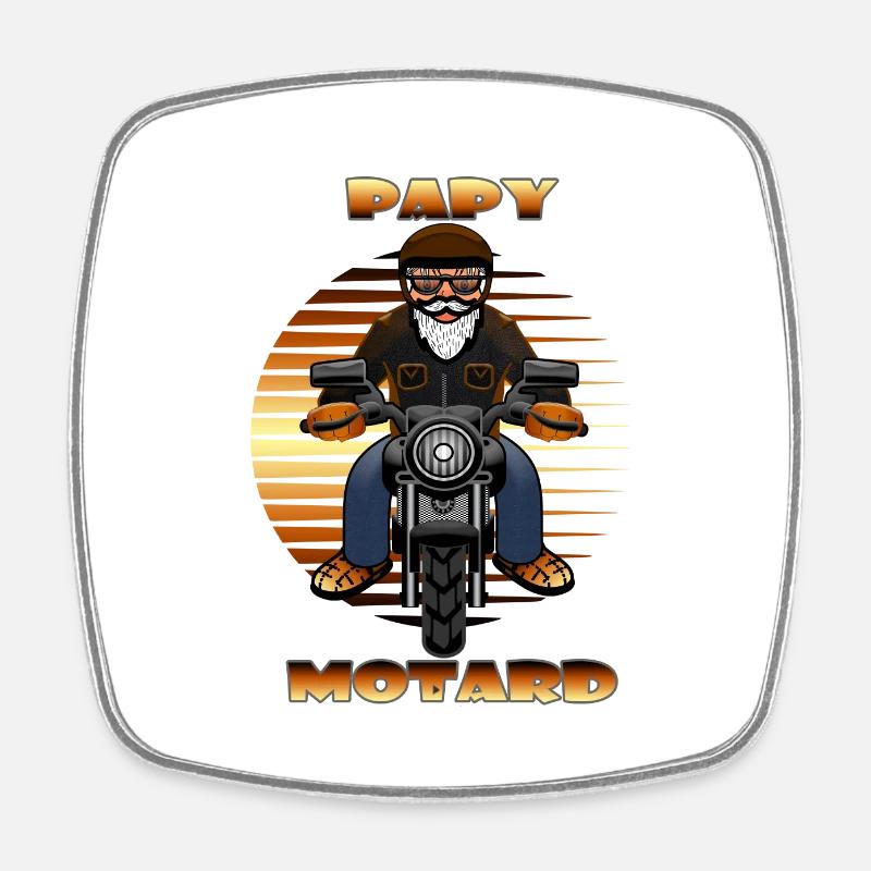 PAPY MOTARD - Magnet carré - blanc