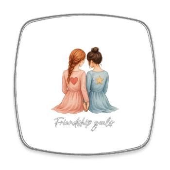 Girlfriends Watercolor – Redhead & Brunette Back - Square fridge magnet - white - Front