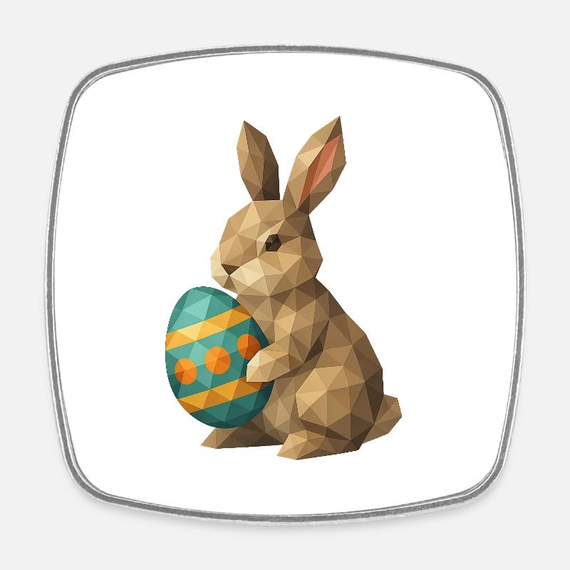 Geometric Easter Bunny - Square fridge magnet - white