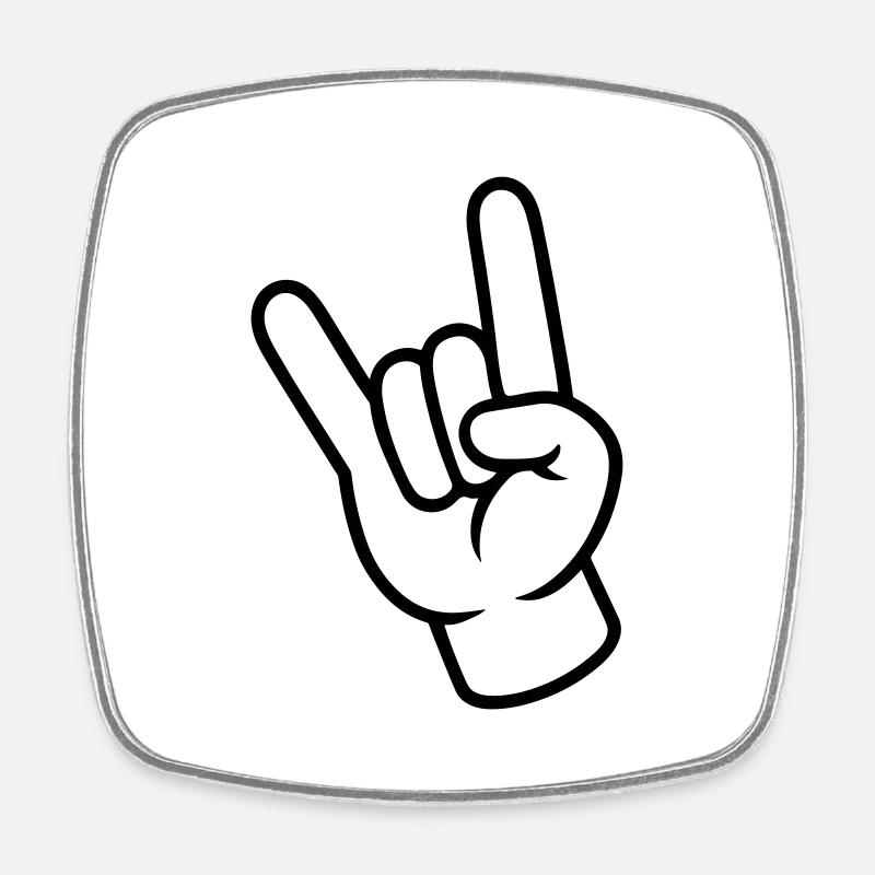 Hand Sign Party - Square fridge magnet - white